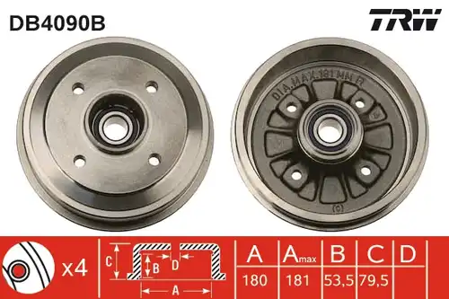 спирачен барабан TRW DB4090B