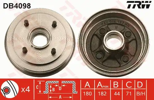 спирачен барабан TRW DB4098