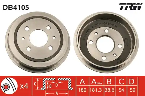 спирачен барабан TRW DB4105