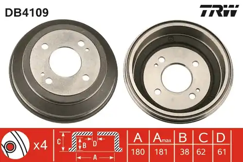 спирачен барабан TRW DB4109