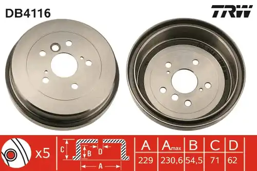спирачен барабан TRW DB4116