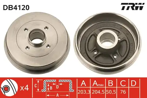спирачен барабан TRW DB4120