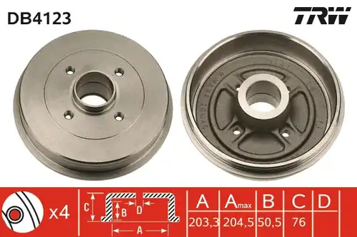 спирачен барабан TRW DB4123