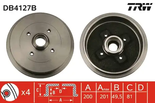 спирачен барабан TRW DB4127B