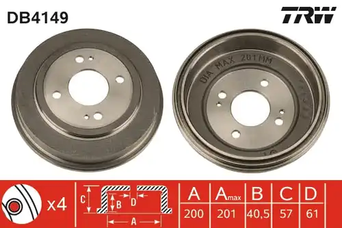 спирачен барабан TRW DB4149
