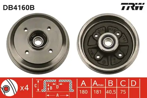 спирачен барабан TRW DB4160B