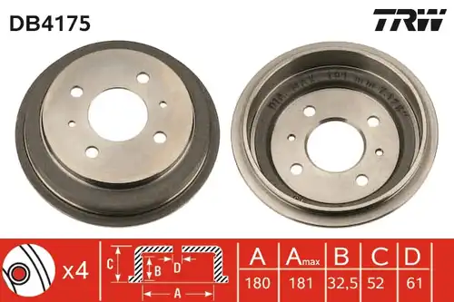 спирачен барабан TRW DB4175