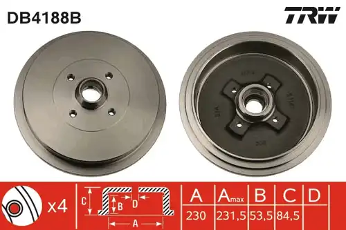 спирачен барабан TRW DB4188B