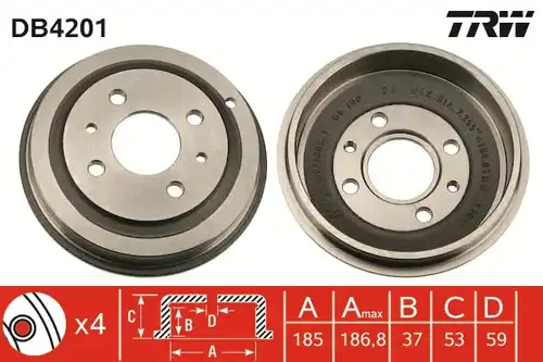 спирачен барабан TRW DB4201