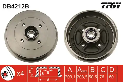спирачен барабан TRW DB4212B