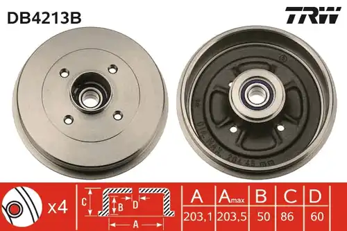 спирачен барабан TRW DB4213B