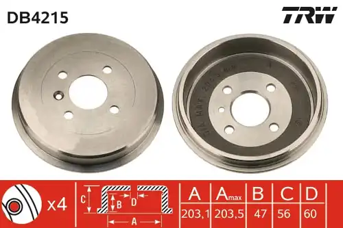 спирачен барабан TRW DB4215