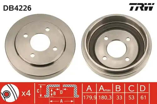спирачен барабан TRW DB4226