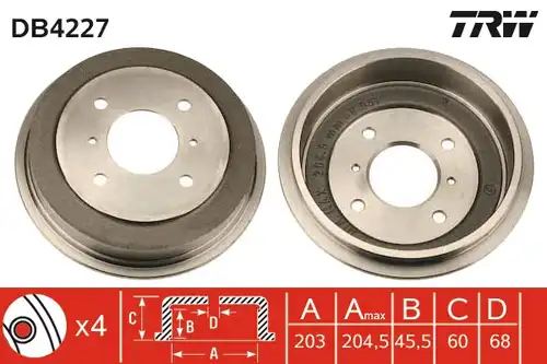 спирачен барабан TRW DB4227