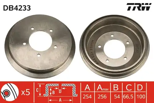 спирачен барабан TRW DB4233