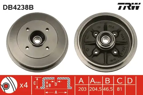 спирачен барабан TRW DB4238B