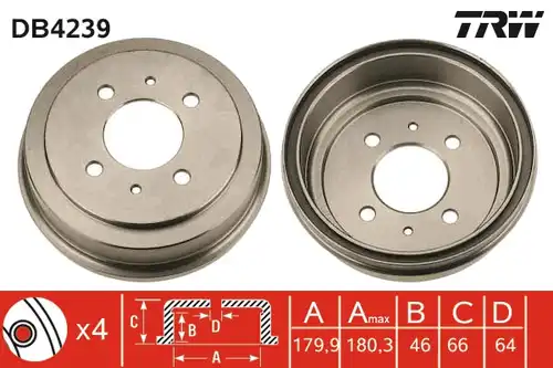 спирачен барабан TRW DB4239