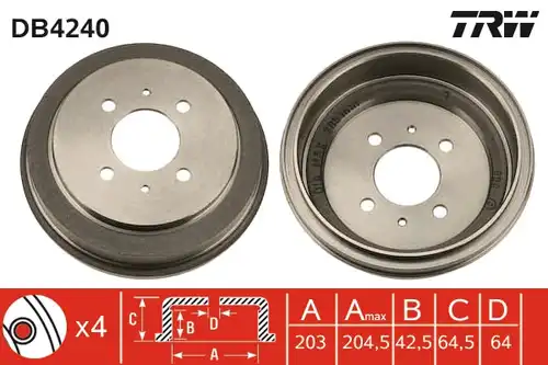 спирачен барабан TRW DB4240