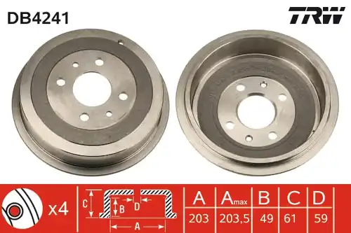 спирачен барабан TRW DB4241