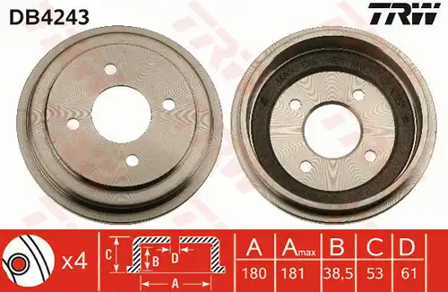 спирачен барабан TRW DB4243