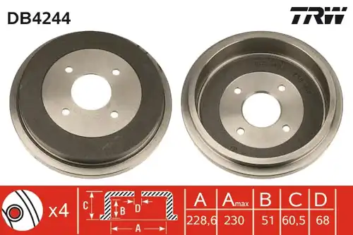 спирачен барабан TRW DB4244