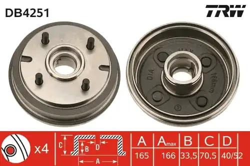 спирачен барабан TRW DB4251
