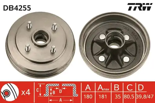 спирачен барабан TRW DB4255