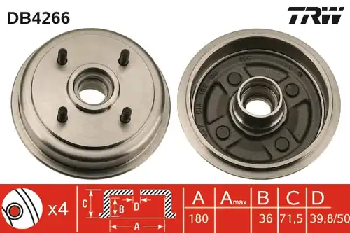 спирачен барабан TRW DB4266