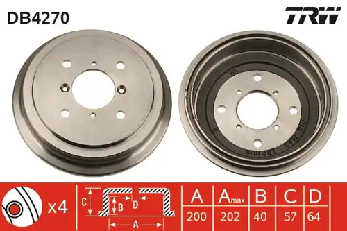 спирачен барабан TRW DB4270