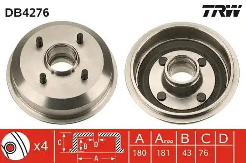 спирачен барабан TRW DB4276
