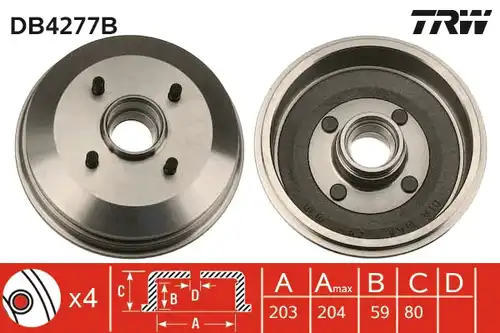 спирачен барабан TRW DB4277B
