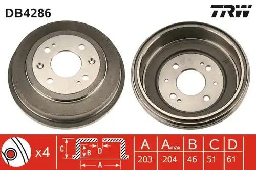 спирачен барабан TRW DB4286