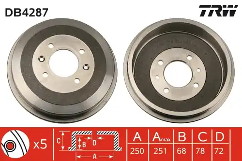 спирачен барабан TRW DB4287
