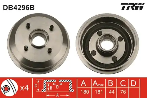 спирачен барабан TRW DB4296B