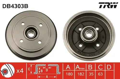 спирачен барабан TRW DB4303B