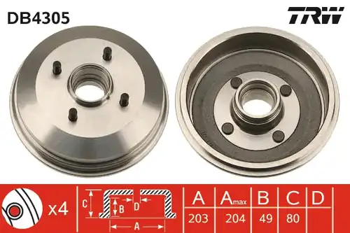 спирачен барабан TRW DB4305