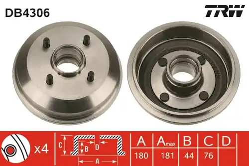 спирачен барабан TRW DB4306