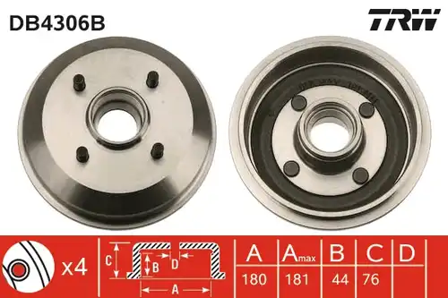 спирачен барабан TRW DB4306B