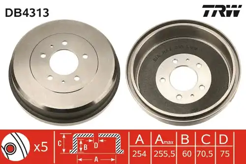 спирачен барабан TRW DB4313