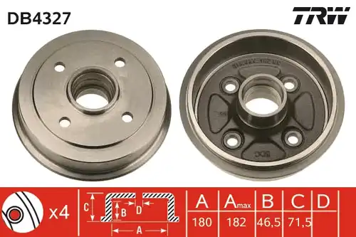 спирачен барабан TRW DB4327