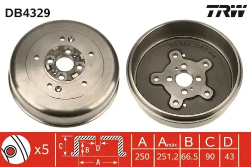 спирачен барабан TRW DB4329