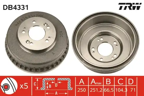спирачен барабан TRW DB4331