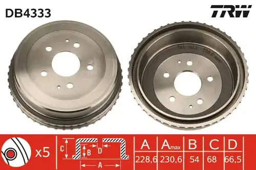 спирачен барабан TRW DB4333