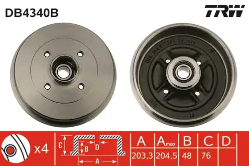 спирачен барабан TRW DB4340B