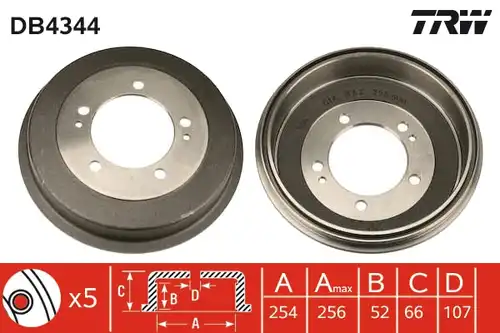 спирачен барабан TRW DB4344