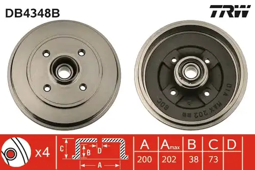 спирачен барабан TRW DB4348B