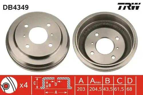 спирачен барабан TRW DB4349