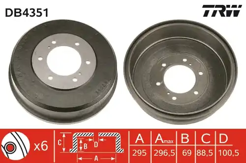 спирачен барабан TRW DB4351