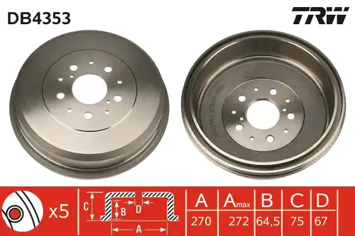 спирачен барабан TRW DB4353