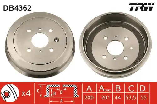 спирачен барабан TRW DB4362